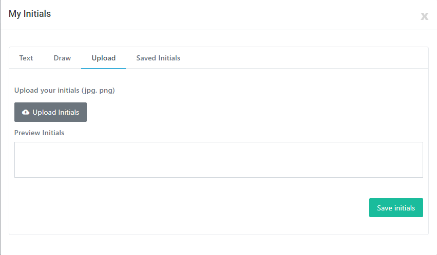upload initials and use